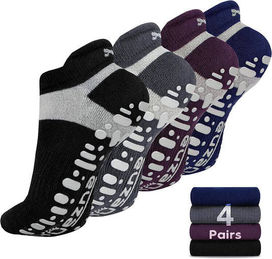 Non Slip Yoga Socks for Women, Anti-Skid Pilates, Barre, Hospital Socks with Grips, Size 5-10