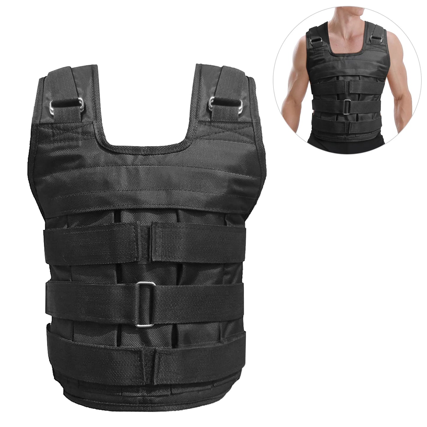 Adjustable Weighted Vest Weight Jacket Oxford Exercise Weight Loading Cloth Strength Training 110Lb Max.