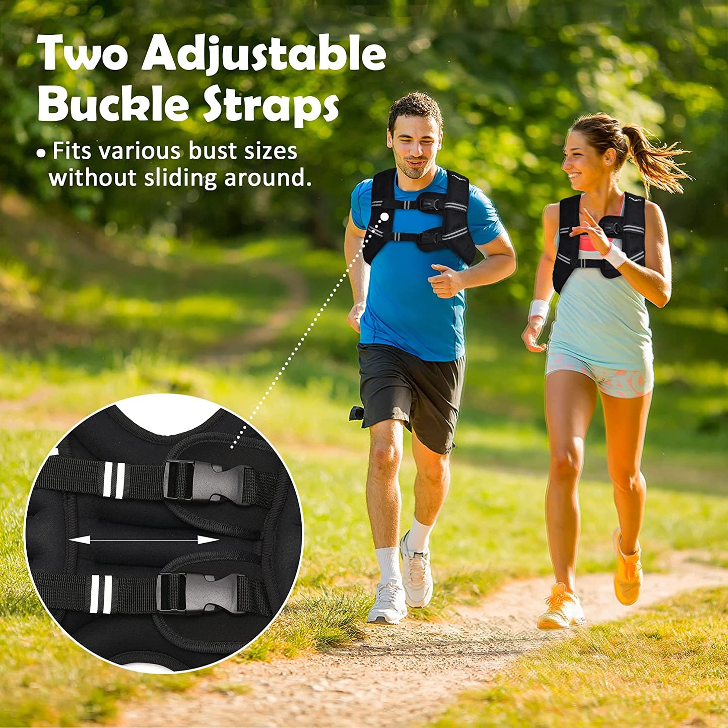 Weighted Vest with Ankle/Wrist Weights 6Lbs-30Lbs Body Weight Vest with Reflective Stripe, Size-Adjustable Workout Equipment for Strength Training, Walking, Jogging, Running for Men Women